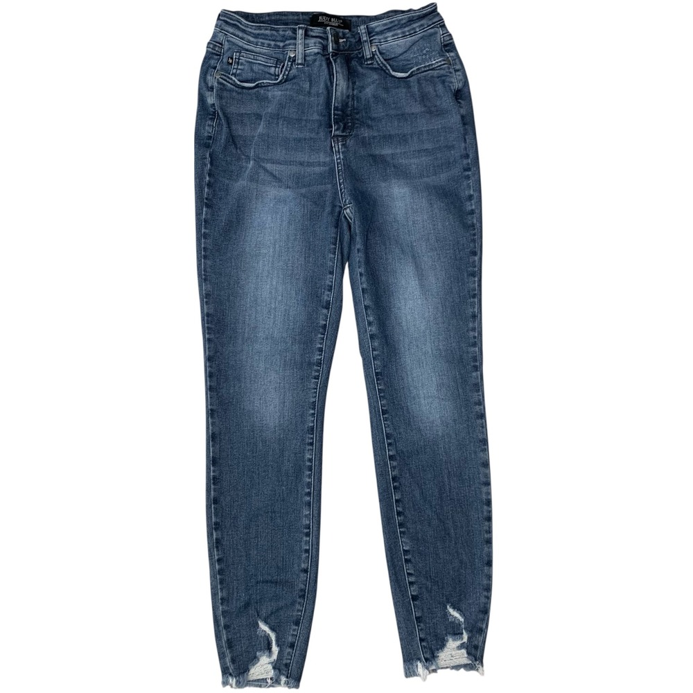 Judy Blue Women's 7/28 Skinny Jeans Distressed Hem‎ Stretch Denim 26 Inseam